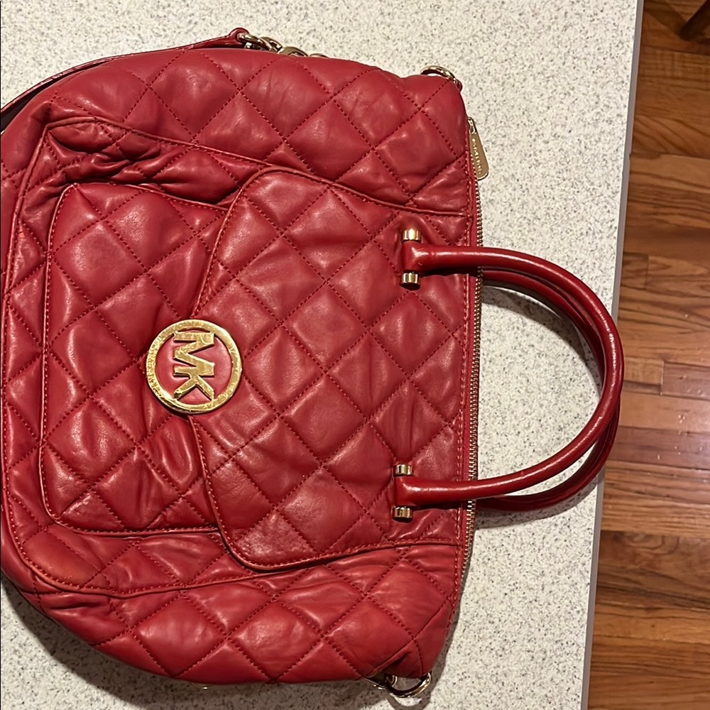 Michael Kors Red Fulton Bag lamb leather
